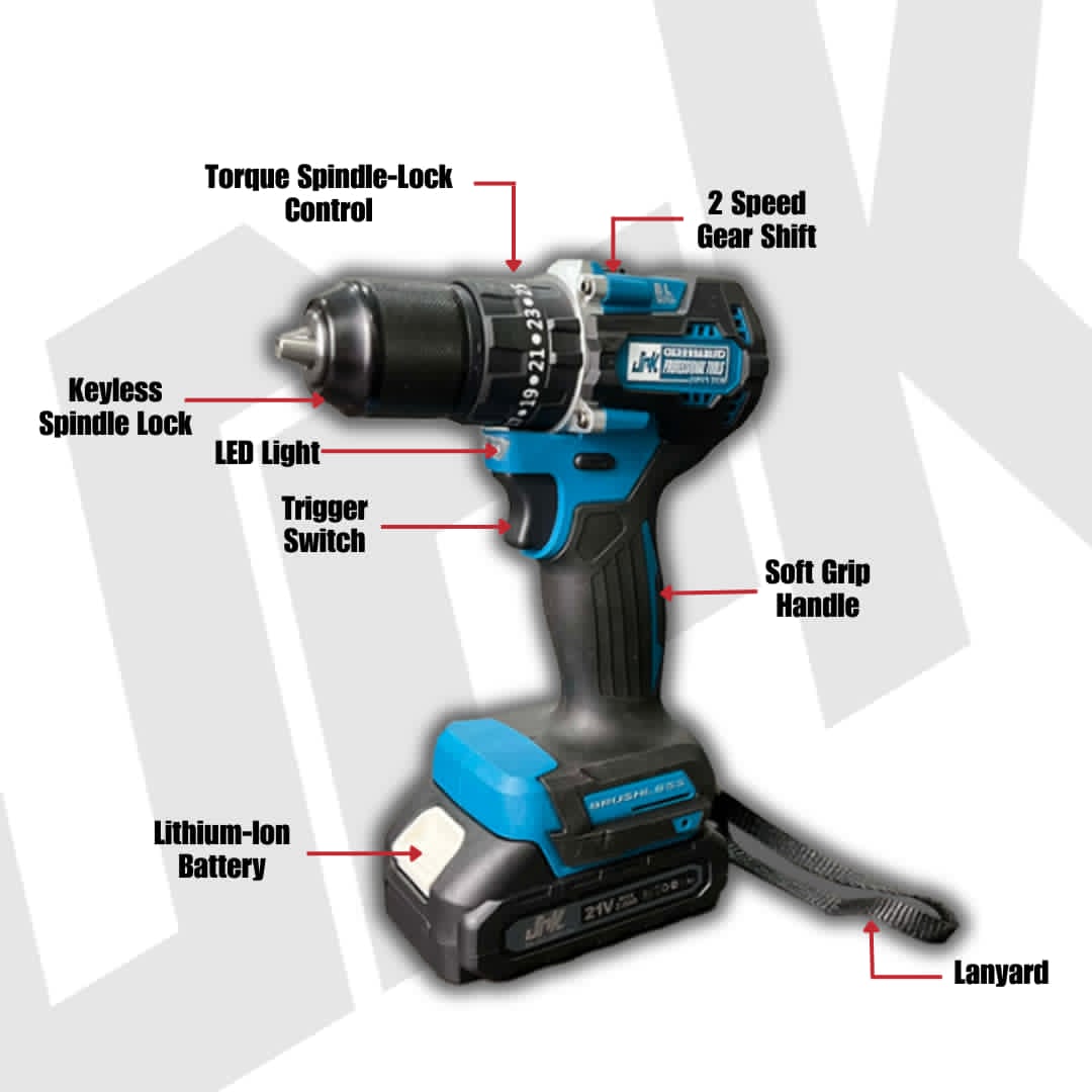 JRK Lithium Brushless Impact Drill 21 Volts Lithium-Ion